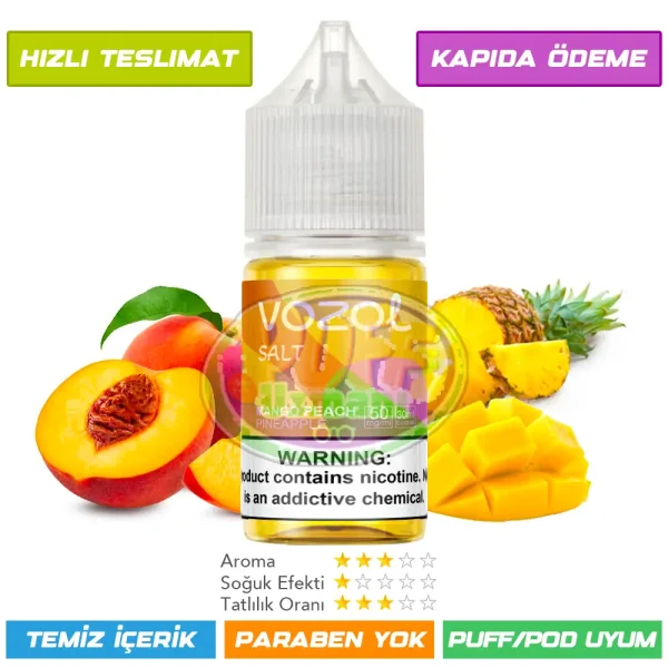 Vozol Likit Mango Şeftali Ananas Aromalı 30ml