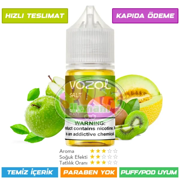 Vozol Likit Elma Kivi ve Kavun Aromalı 30ml