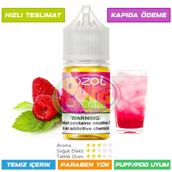 Vozol Likit Pembe Limonata Aromalı 30ml