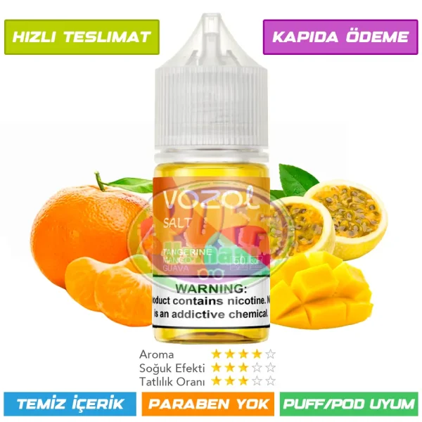 Vozol Likit Mandalina Mango ve Guava Aromalı 30ml