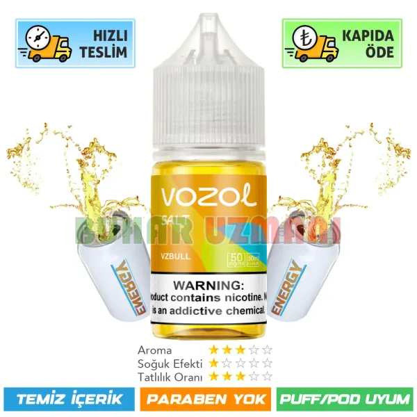 Vozol Likit Enerji İçeceği (Vzbull) Aromalı 30ml